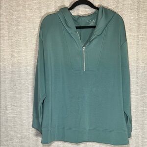 Lane Bryant Livi Soft Women's Sage Green Hoodie 1/4 Zip Sweater Size 22/24